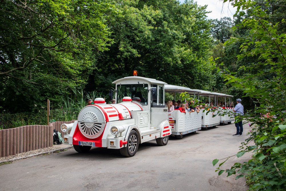 The electric train at Mulhouse Zoo, the zoological and botanical park in Alsace