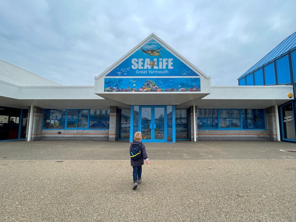 Ben Bertoni entering SEA LIFE Great Yarmouth aquarium