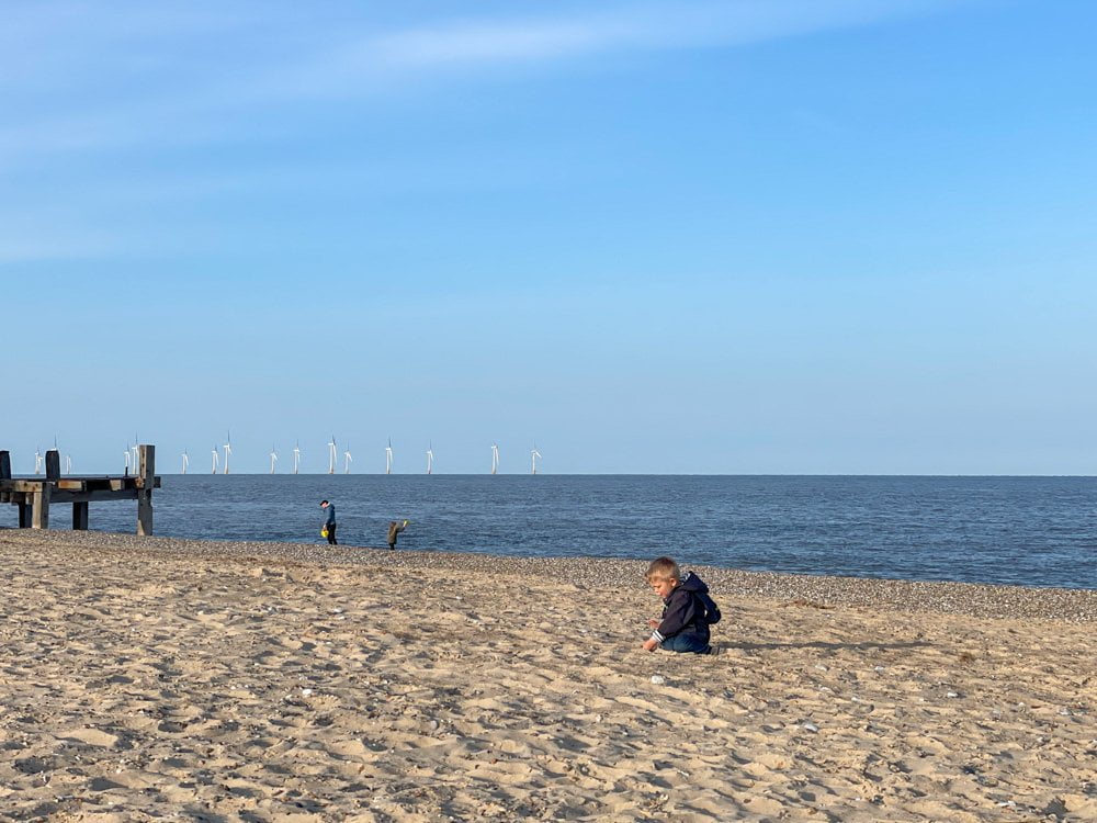Ben Bertoni on the beach at Great Yarmouth
