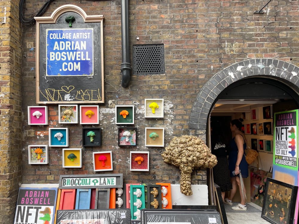 Artist Adrian Boswell’s gallery in Brick Lane, London