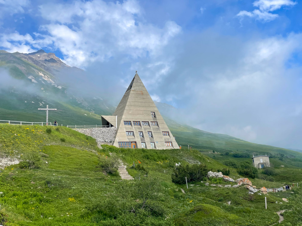 Pyramid Church at Mont-Cenis Lake, France