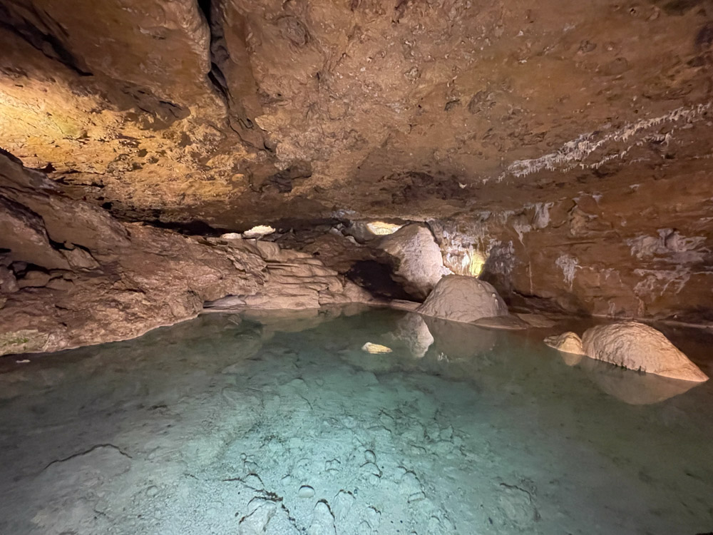 The underground lake of the Caves of La Balme