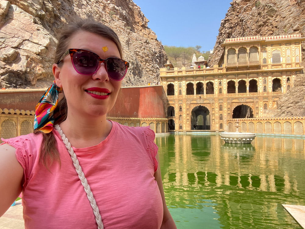 Paola Bertoni at the Galtaji Monkey Temple, near Jaipur