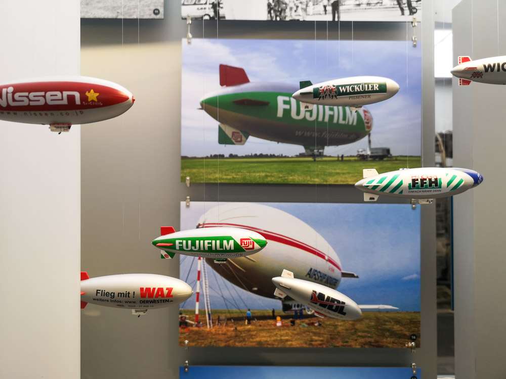 Zeppelin airship models for advertising at the Zeppelin Museum in Friedrichshaffen
