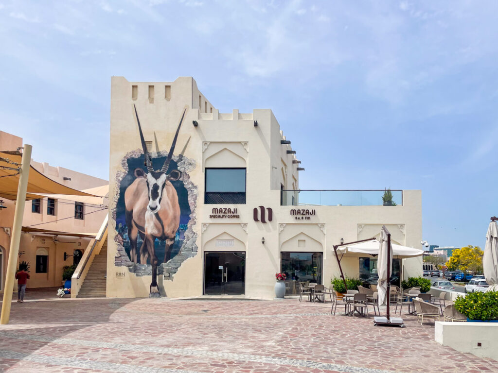 Street art depicting the Oryx, the animal symbol of Qatar, in Katara Cultural Village, Doha