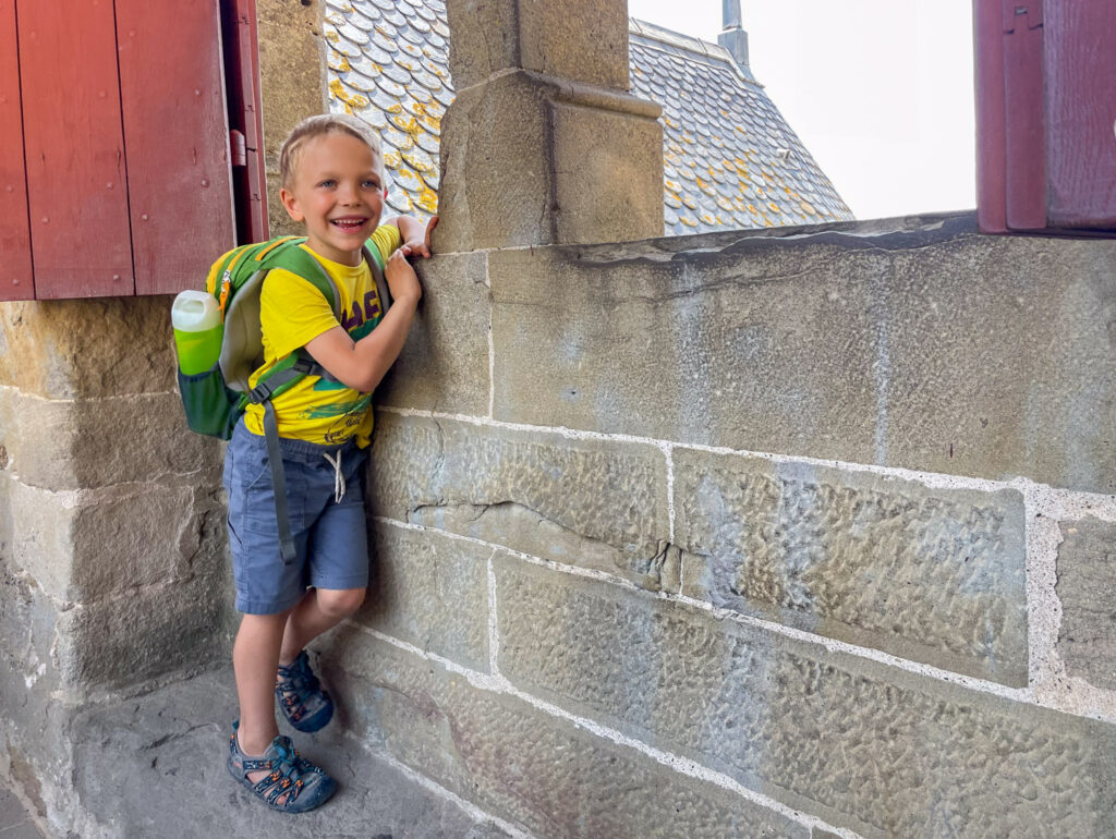 My son inside the Carcassonne Castle