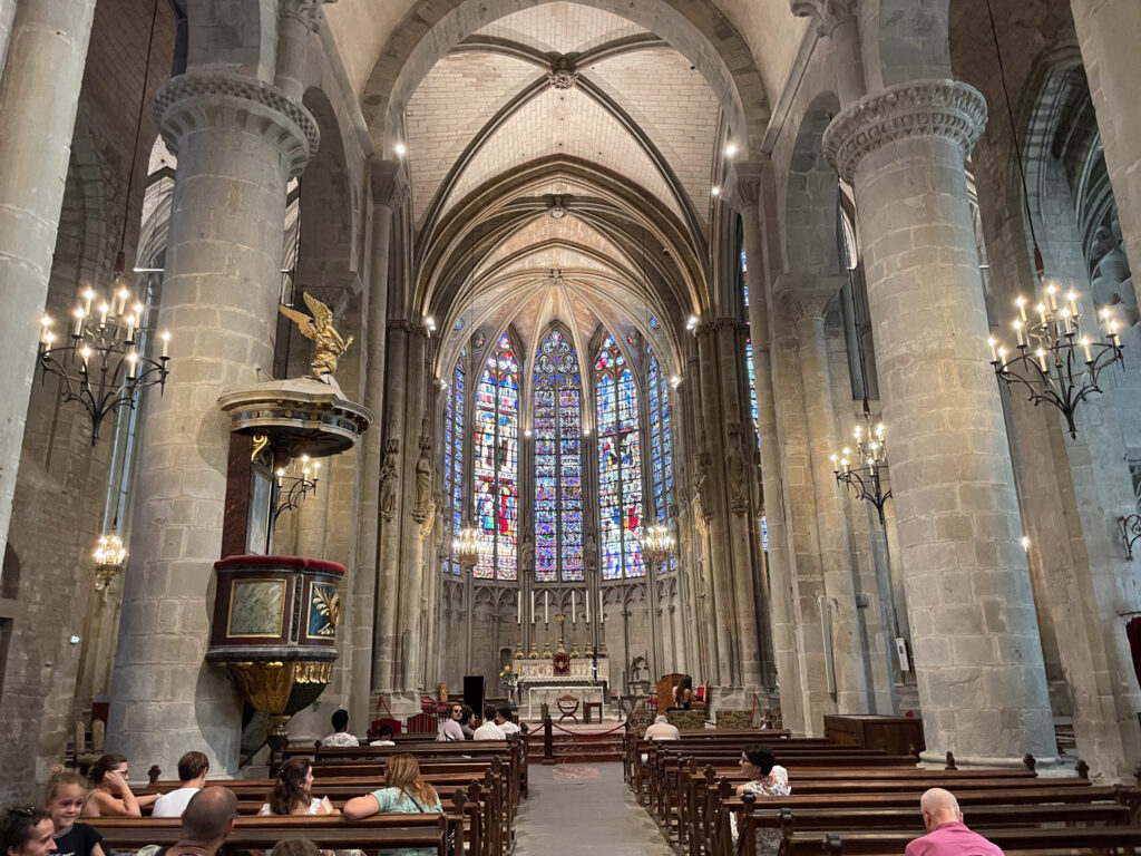 Interior of St. Nazaire Basilica in Carcassonne