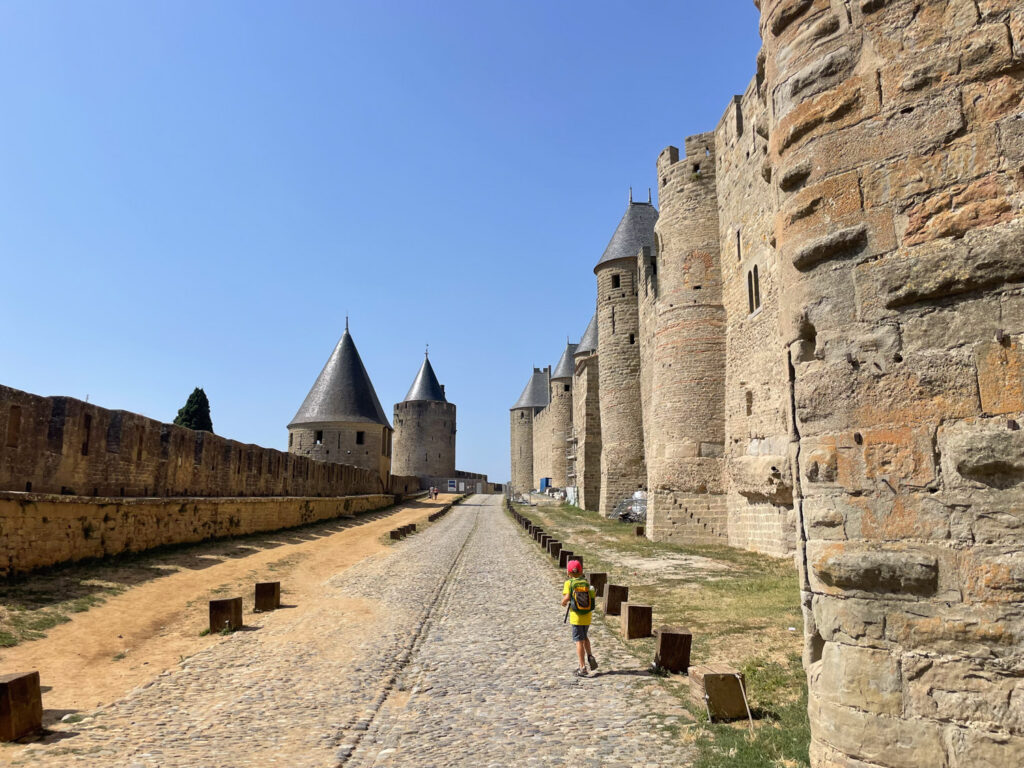 City wall of the Cité de Carcassonne, France