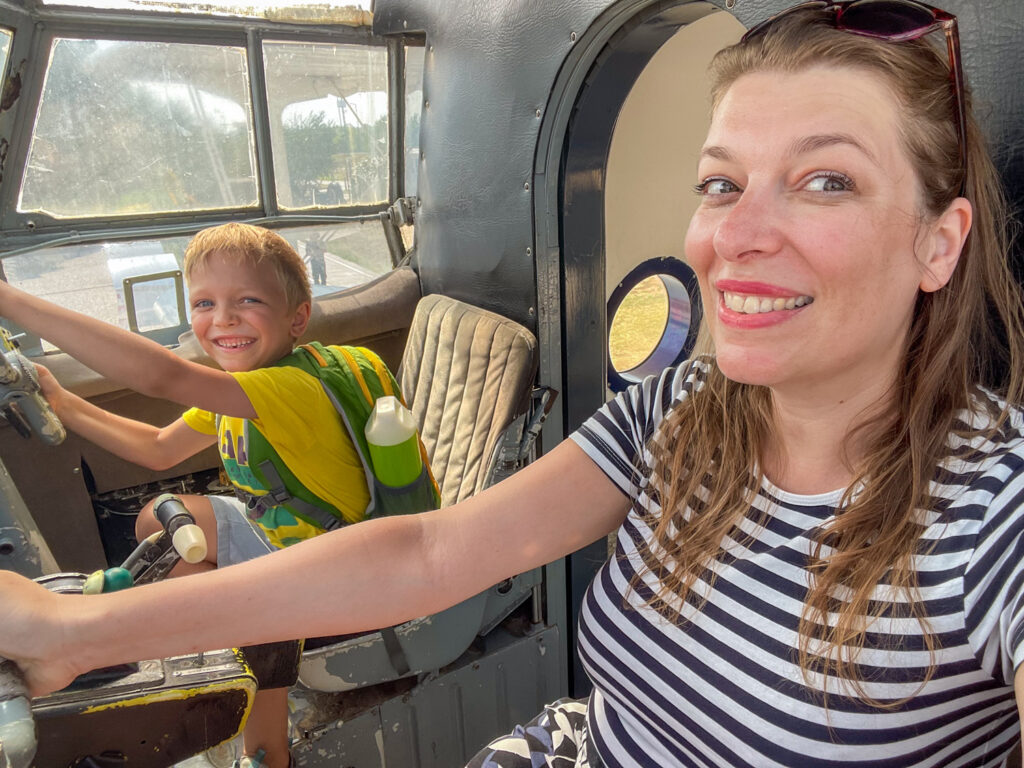 Paola and Ben Bertoni at Aeropark, Budapest's Aviation Museum