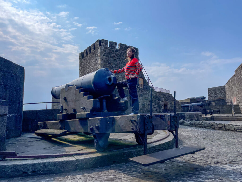 Paola Bertoni at Carrickfergus Castle, in Northern Ireland