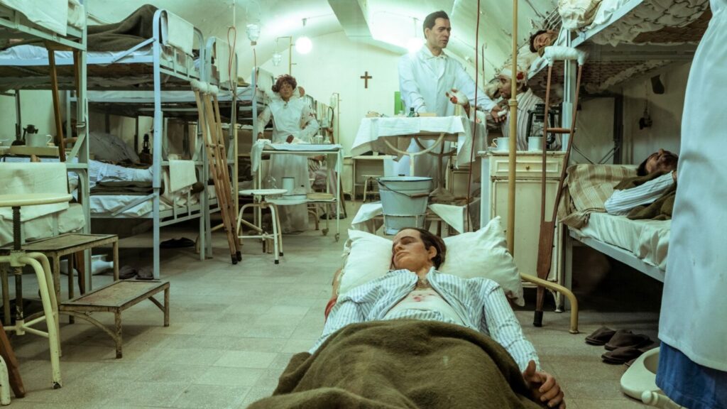 Hospital room setup in the Hospital in the Rock Nuclear Bunker Museum in Budapest