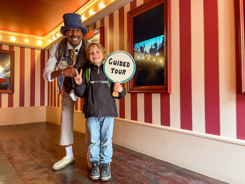 Ben Bertoni with the Mayor at the guided tour of the Popeye Village film set in Malta