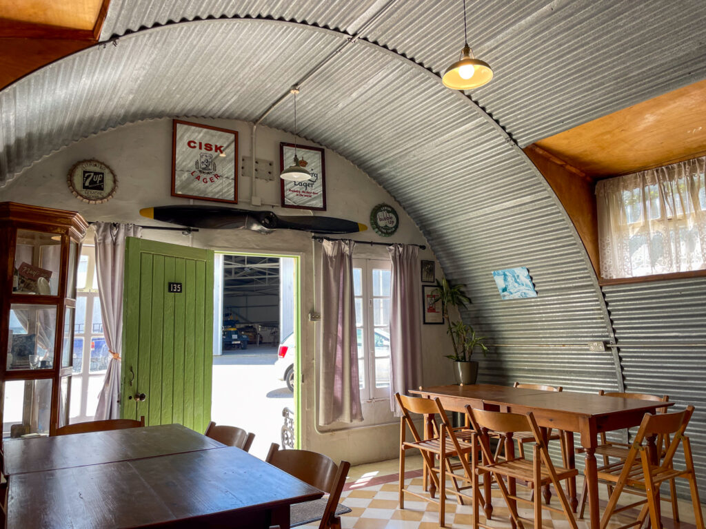 The cafeteria inside the Nissen hut at the Malta Aviation Museum