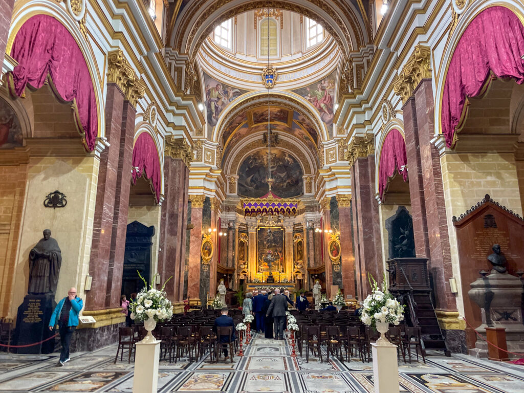 Interior of St. Paul's Cathedral in Mdina, Malta