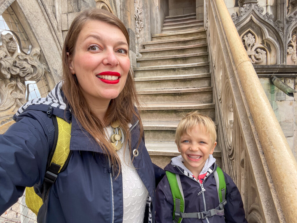 Paola and Ben Bertoni on the terraces of the Milan Cathedral