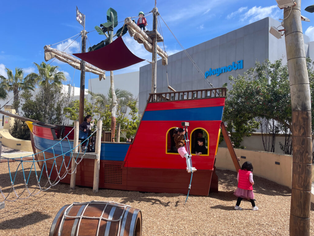 Pirate ship in the outdoor playground at Playmobil FunPark Malta