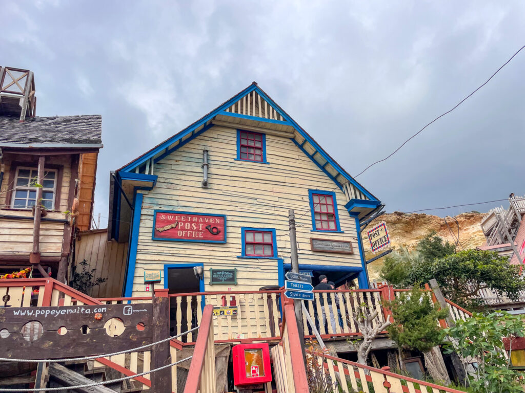 Sweethaven Post Office at Popeye Village in Malta