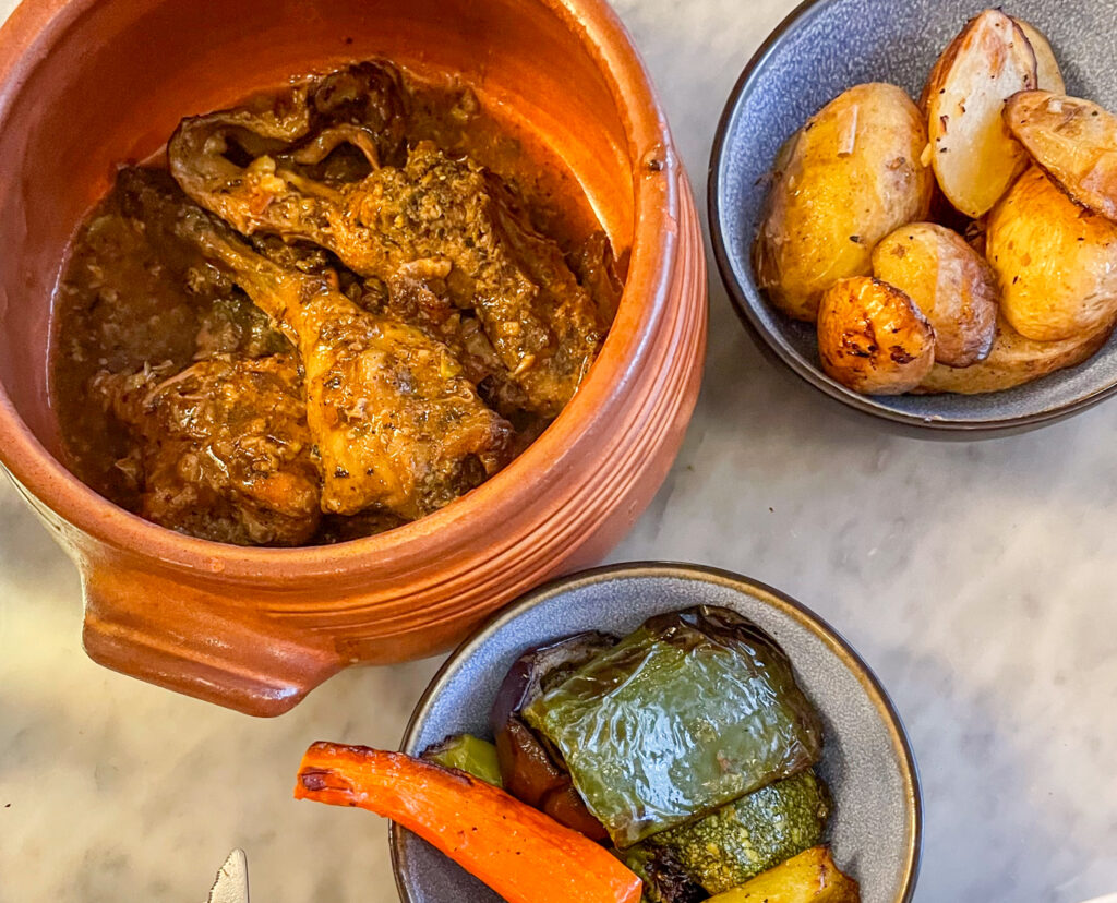 Rabbit stew and vegetables at Angela's Valletta, Malta