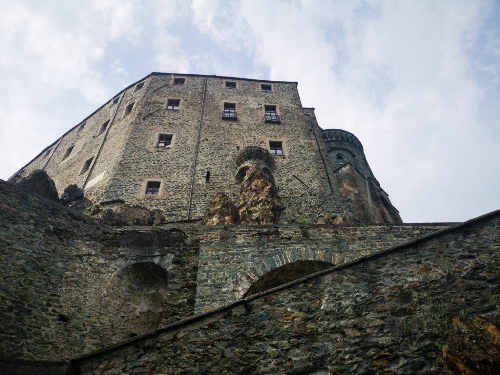 Sacra di San Michele seen from below, from the path to reach it
