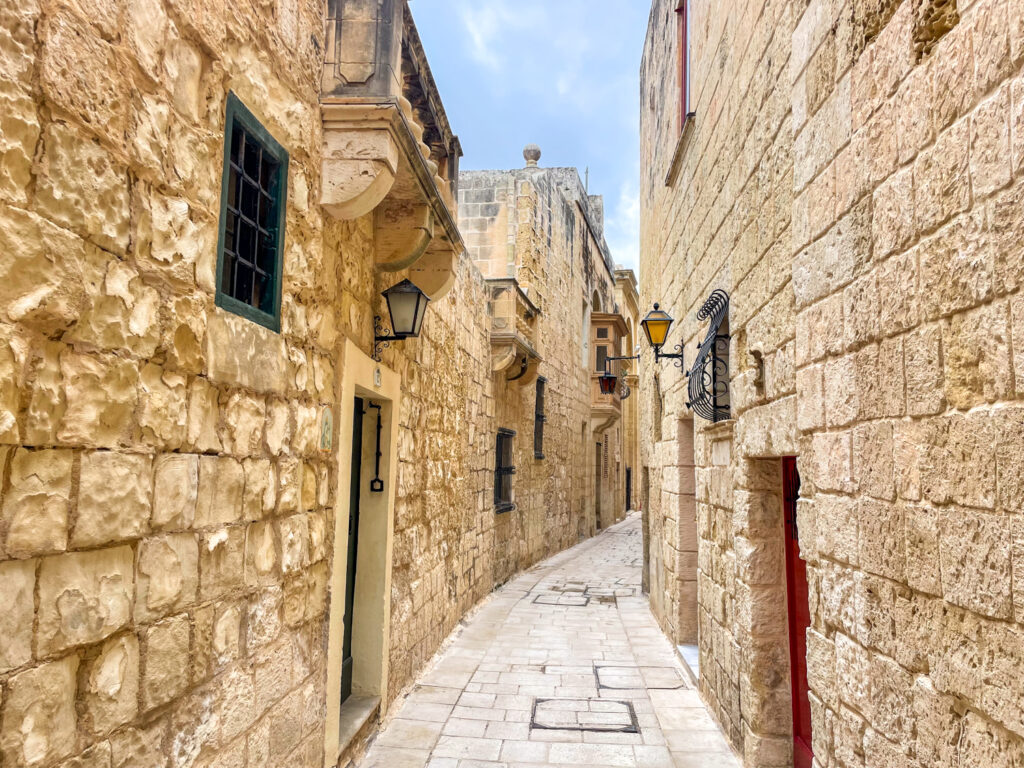 Pedestrian street in the centre of Mdina, Malta