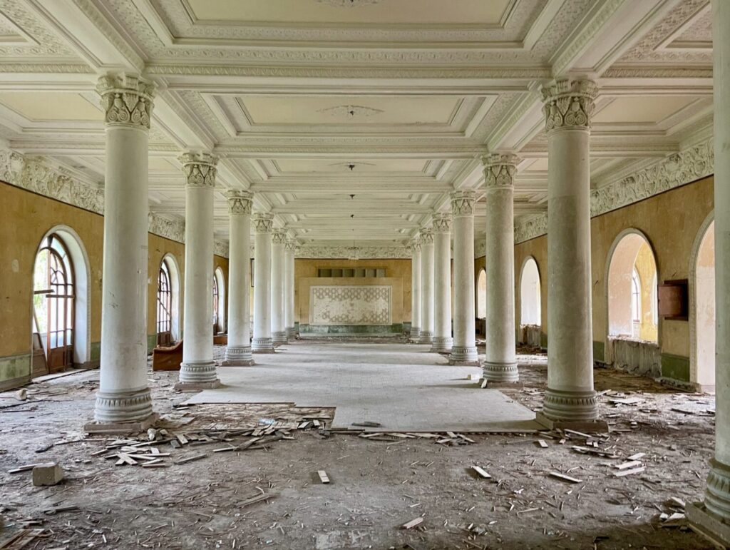 Hall in the abandoned Sanatorium Imereti in Tskaltubo, Georgia