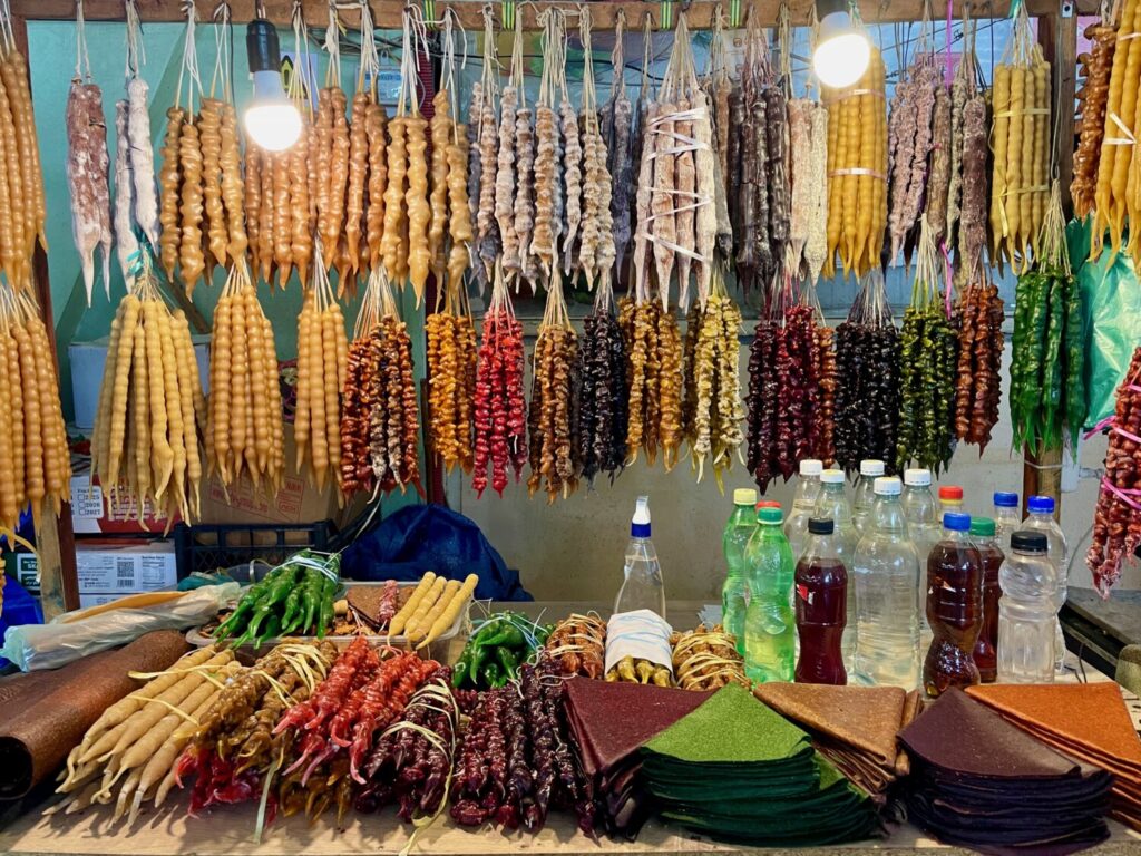 Churchkhela on display at the central market in Kutaisi, Georgia