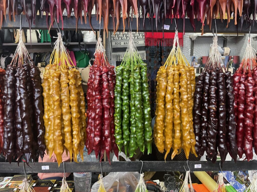 Churchkhela on display at the central market in Kutaisi, Georgia