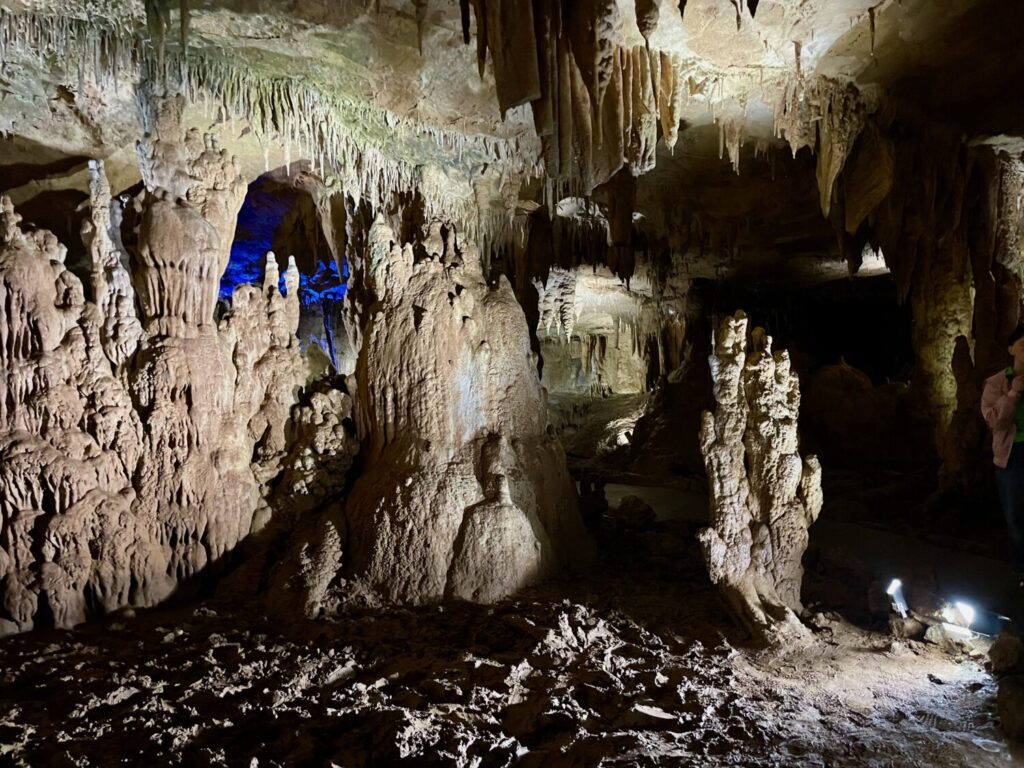 Stalactites and stalagmites inside Prometheus Cave, Georgia