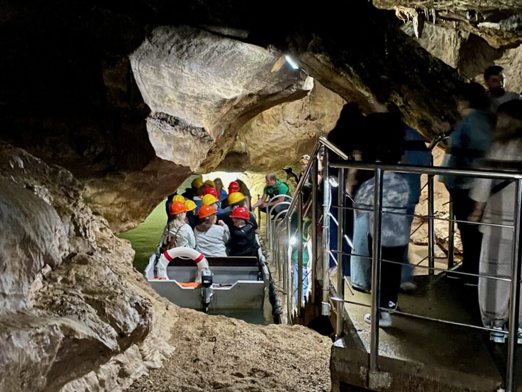 Boat trip at the end of the Prometheus Cave tour