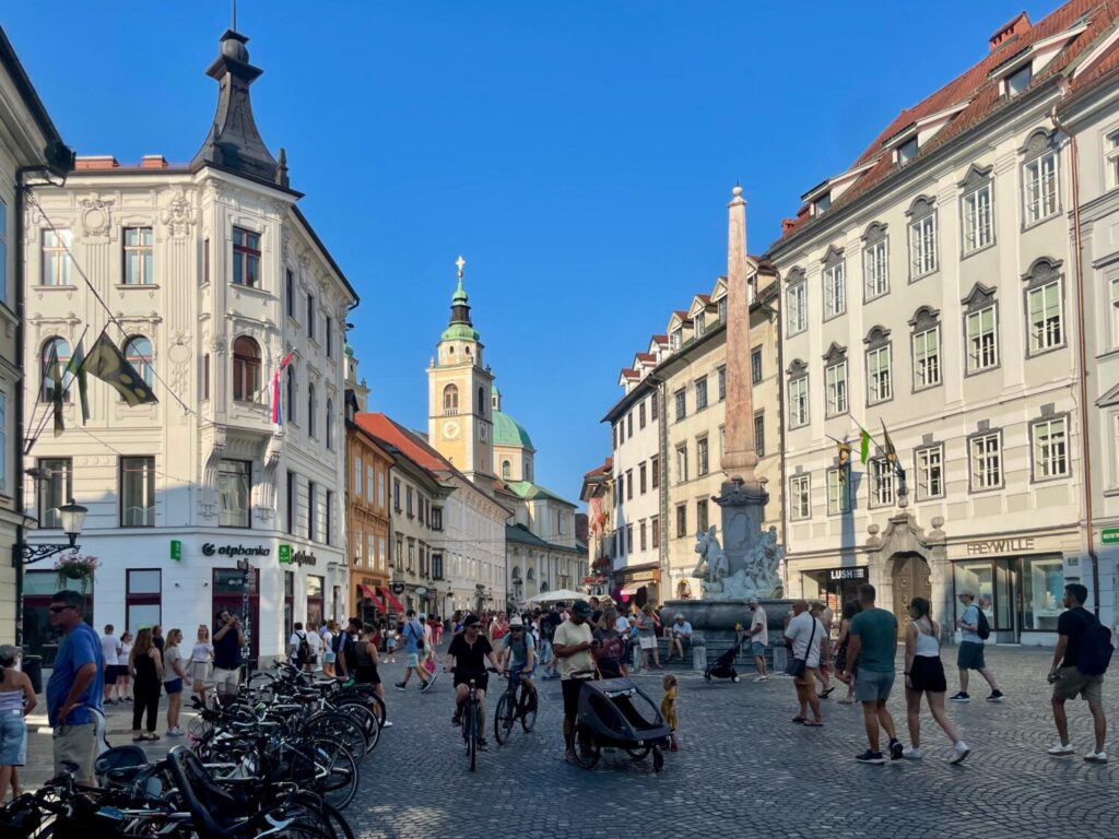 Ljubljana's Old Town with tourists