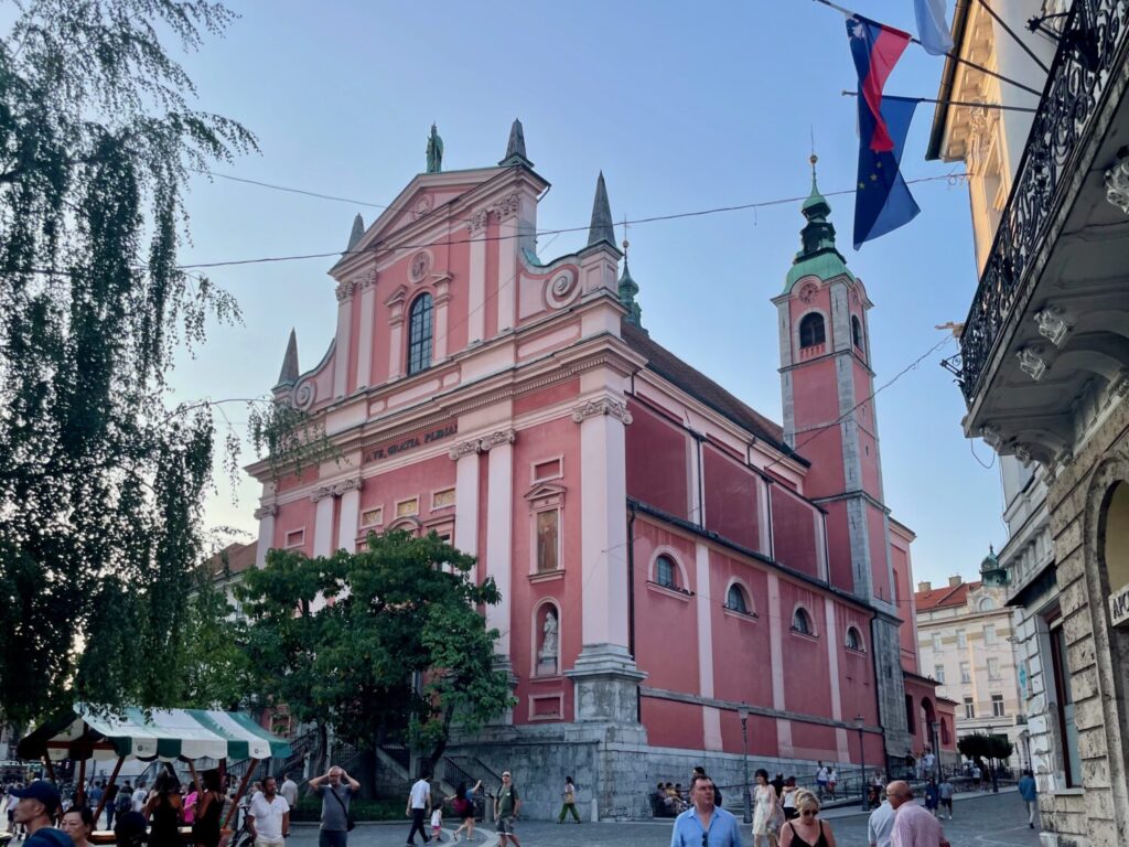 Franciscan church on Prešeren Square in Ljubljana
