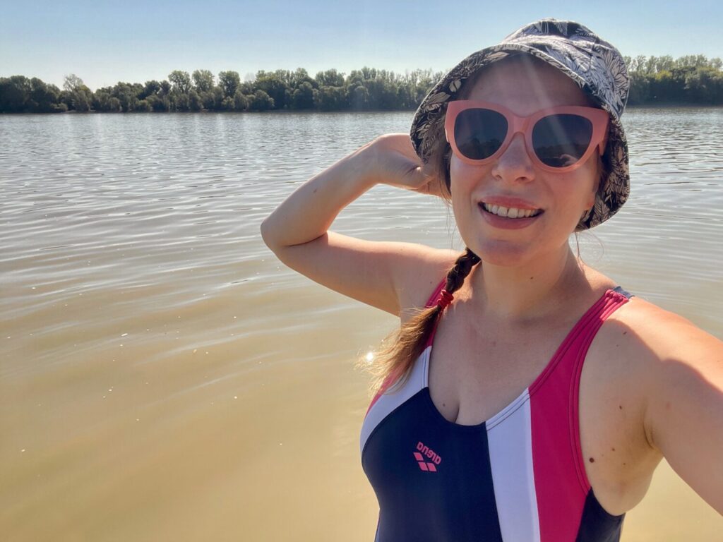 Paola Bertoni bathing in the Danube near Kalocsa, Hungary