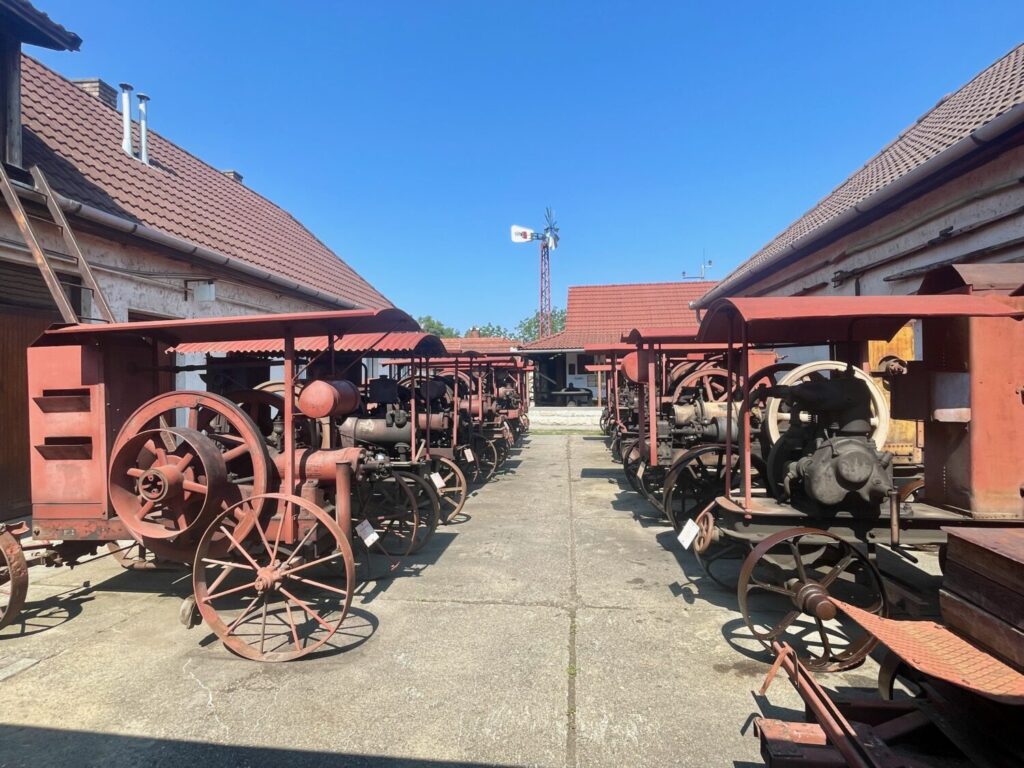 Old tractors with iron wheels, Museum of Agricultural Machinery in Mezőkövesd, Hungary
