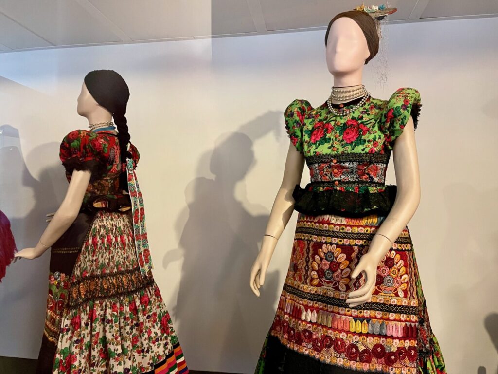 Traditional Matyó dresses at the Matyó Museum in Mezőkövesd, Hungary