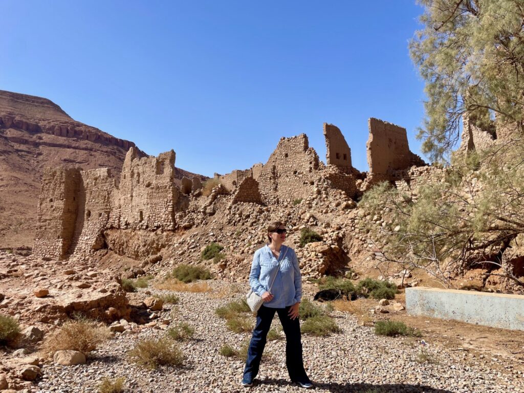 Paola Bertoni in an abandoned kasbah near the Ziz Gorges in Morocco