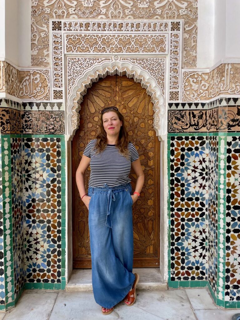 Paola Bertoni at Marrakesh, in the madrassa Ben Youssef