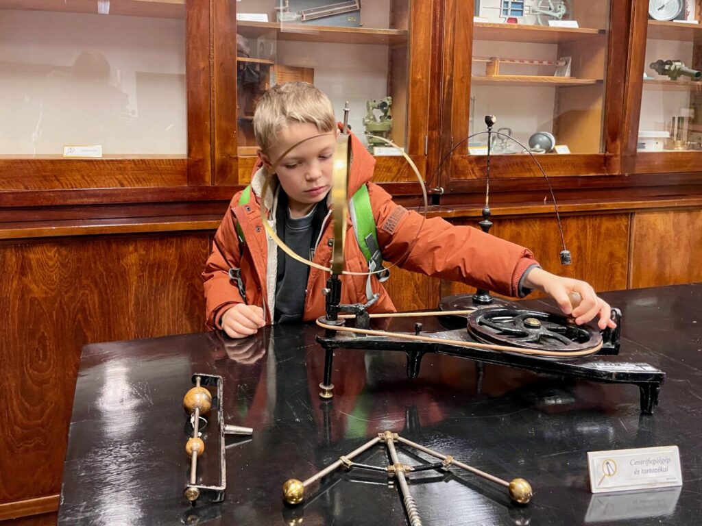 Ben Bertoni experimenting with a centrifuge at the Interactive Science Knowledgestore in Szeged