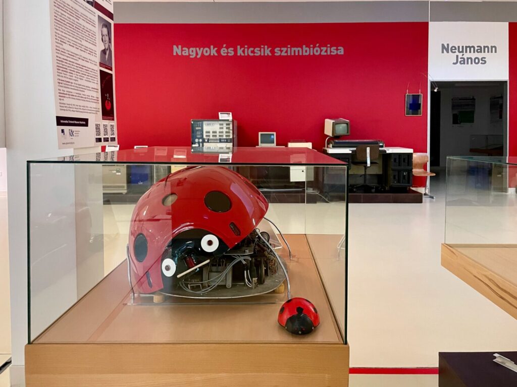 Giant robotic ladybird prototype at the Information Technology History Exhibition in Szeged, Hungary
