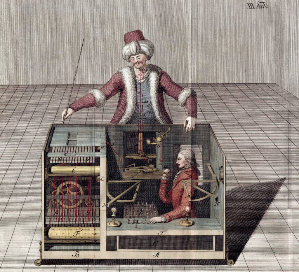 Illustration of Kempelen’s chess-playing automaton The Turk