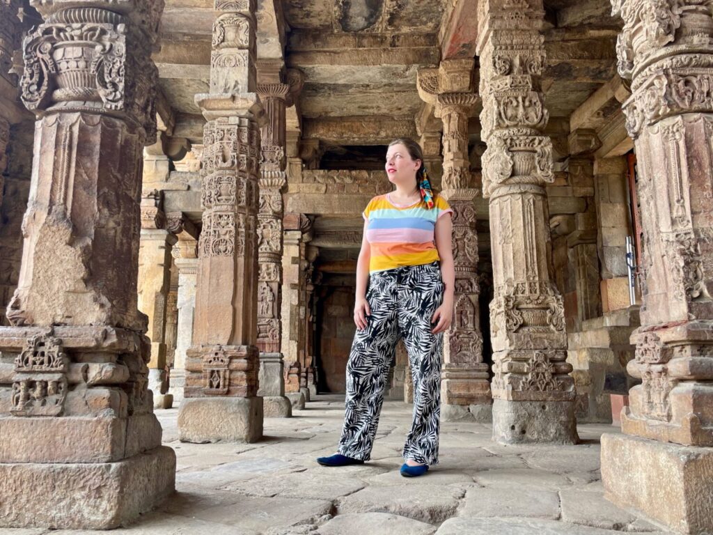 Paola Bertoni photographed at Nazir Ka Bagh, an area of ​​the Mehrauli Archaeological Park, near the Qutb Minar in Delhi