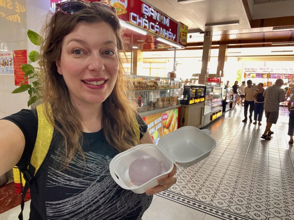 Selfie of Paola Bertoni during a motorway service stop in southern Vietnam