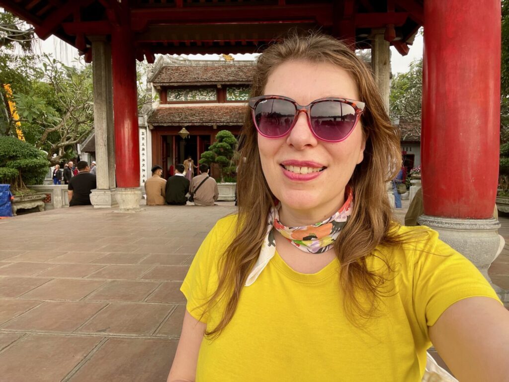 Paola Bertoni at Ngoc Son Temple in Hanoi, Vietnam