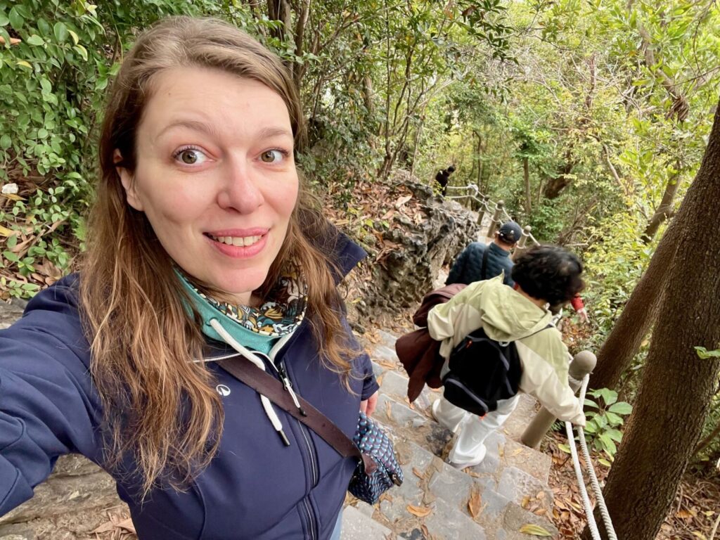 Paola Bertoni along the path leading to the viewpoint on Ti Top Island in Ha Long Bay, Vietnam