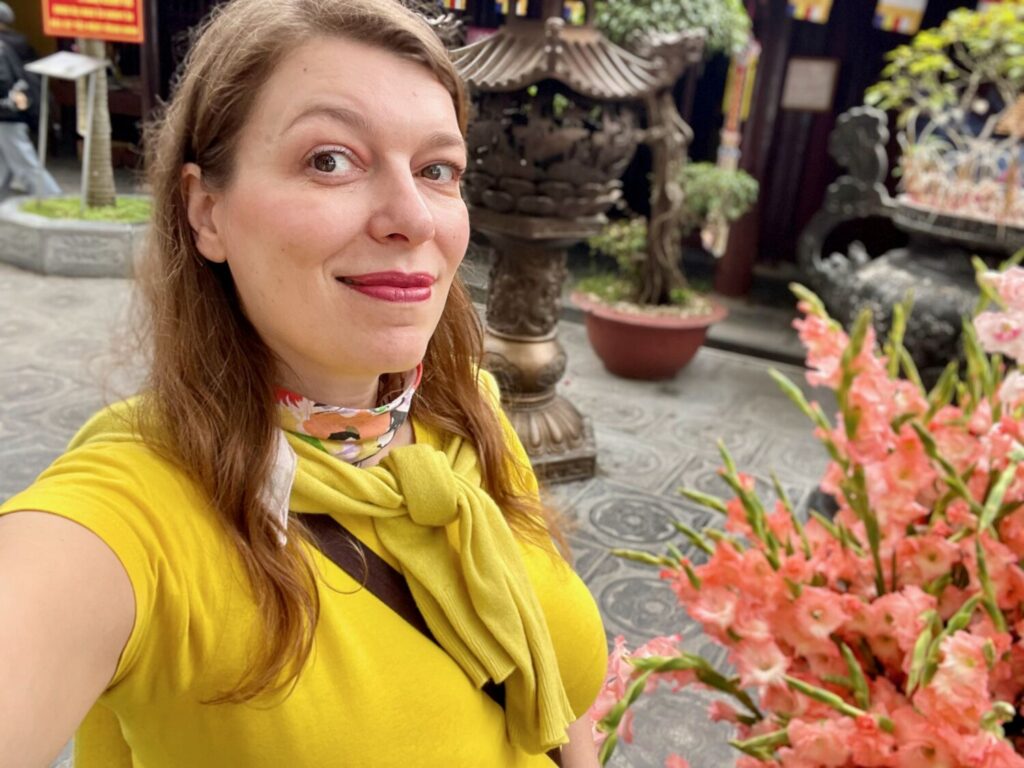 Paola Bertoni at Tran Quoc Pagoda in Hanoi, Vietnam