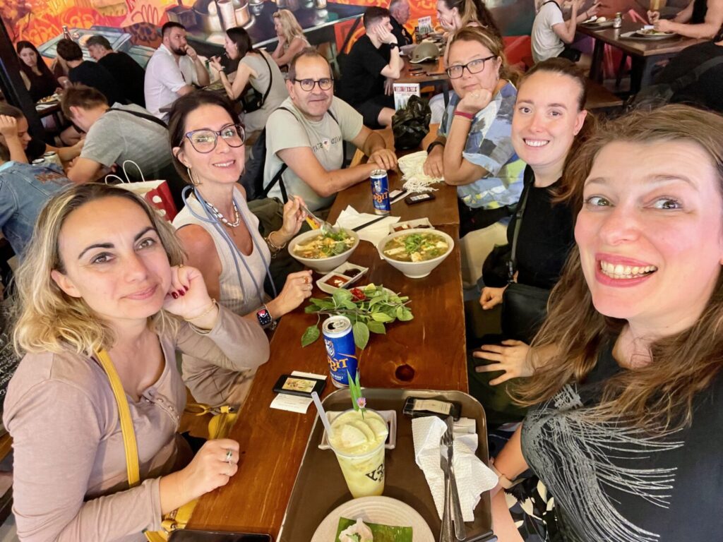 With the Travel Blogger Italiane group at Ben Nghe Street Food Market in Ho Chi Minh City, Vietnam. From left to right: Marina Lo Blundo, Annalisa Spinosa, Marcello Nanetti, Cristina Lamandini, Veronica Meriggi and me