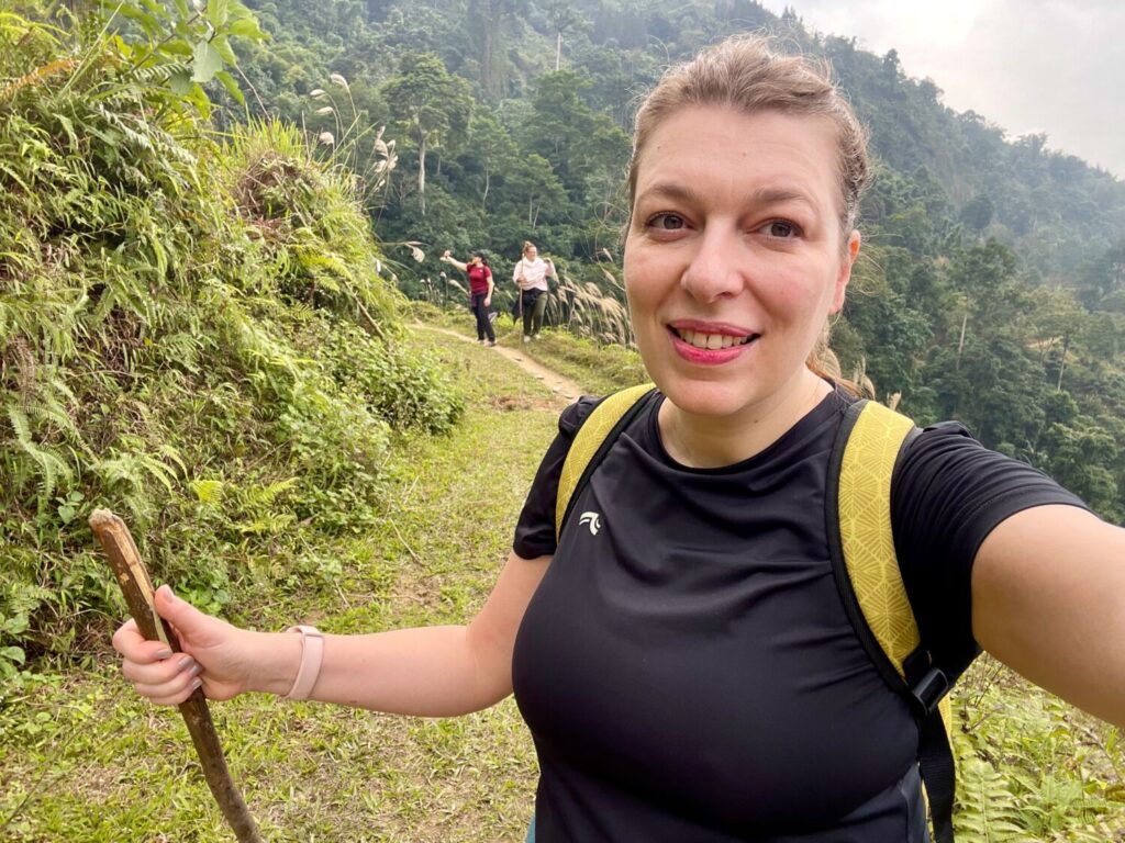 Paola Bertoni during a trek in Hoang Su Phi, northern Vietnam