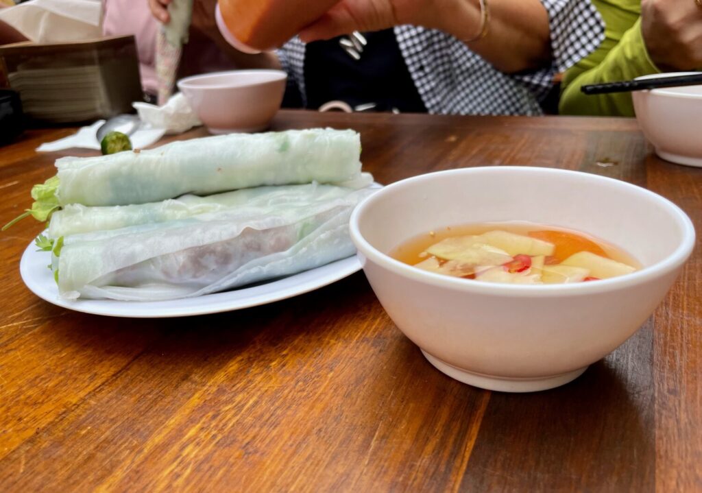 Fresh spring rolls at Pho Cuon Huong Mai, Hanoi