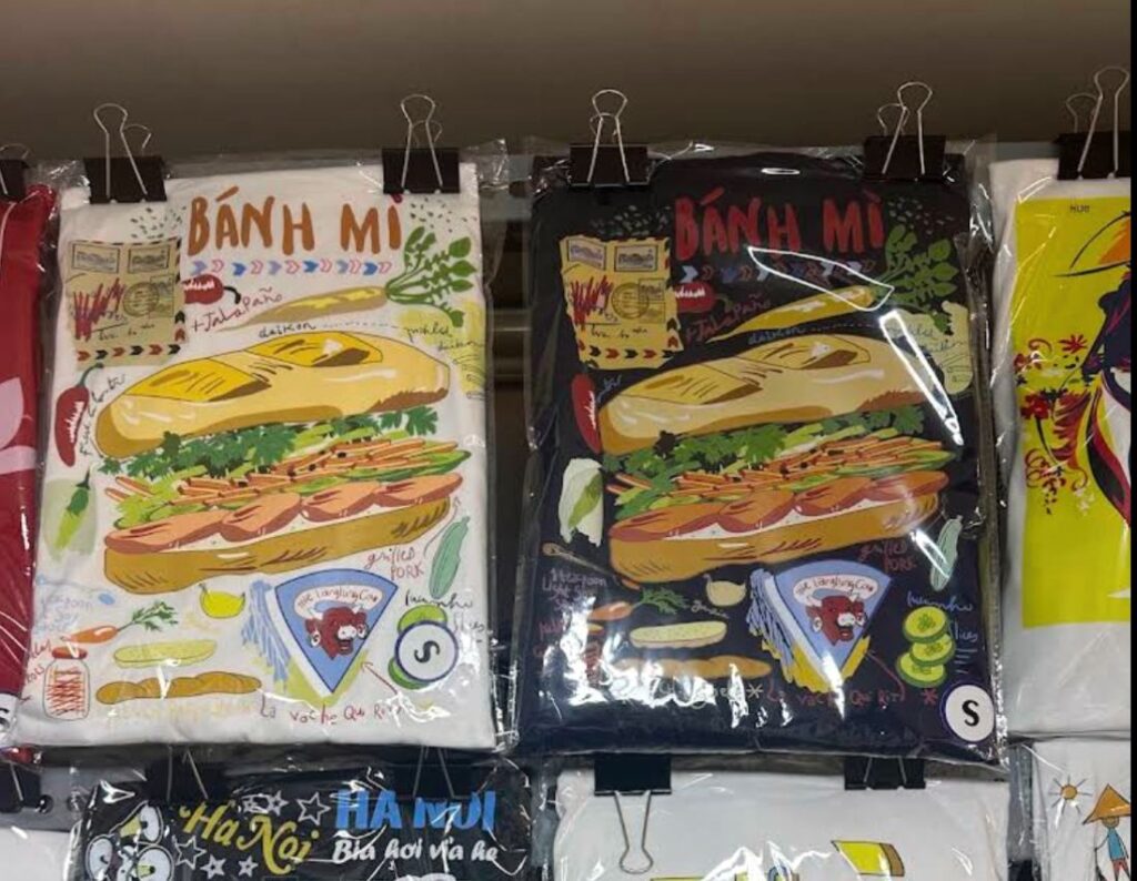 T-shirts featuring the iconic Vietnamese sandwich bánh mì