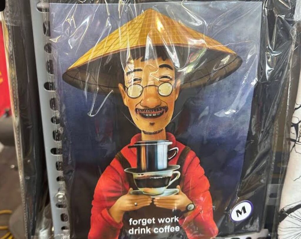 Souvenir T-shirt featuring a design inspired by the logo of a popular Vietnamese coffee brand