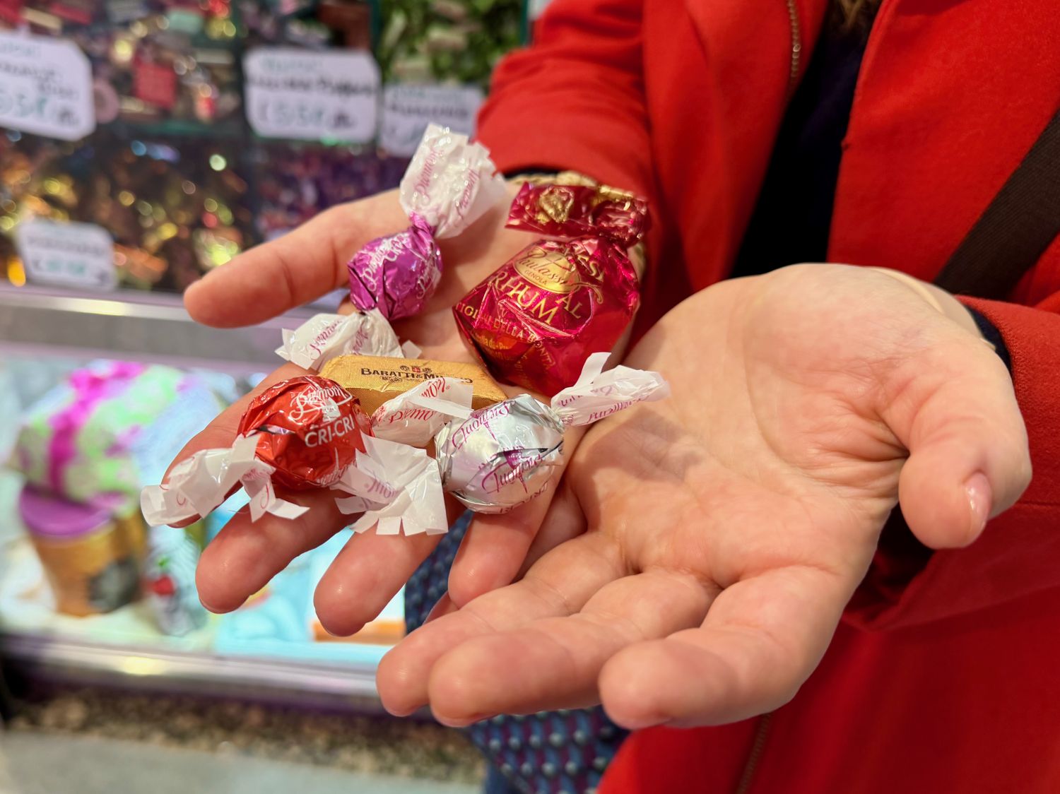 Turin chocolates: cri cri, gianduiotto and rum-filled Cuneese chocolates